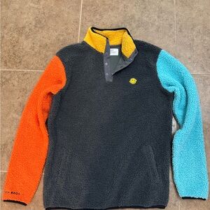 Dutch Bros Black, Orange, Yellow, and Blue Unisex Zip Up Sweater